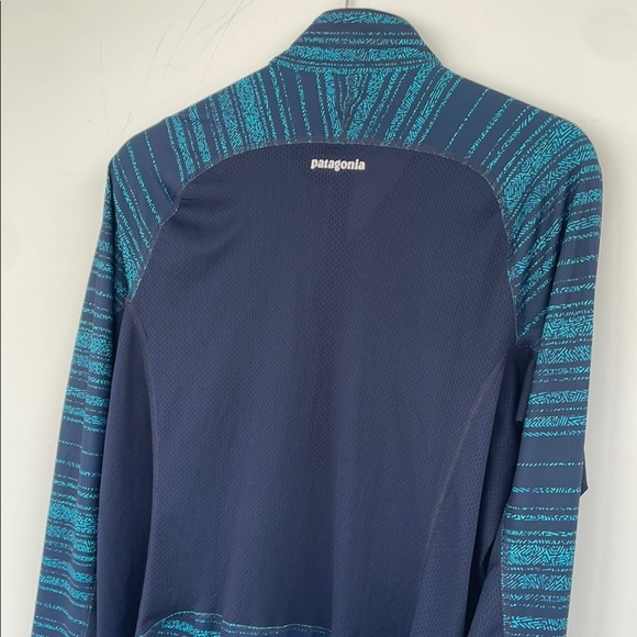 Patagonia Women’s All Weather Zip-Neck Teal Navy Hiking Running Top UPF 15 Large - Picture 11 of 17